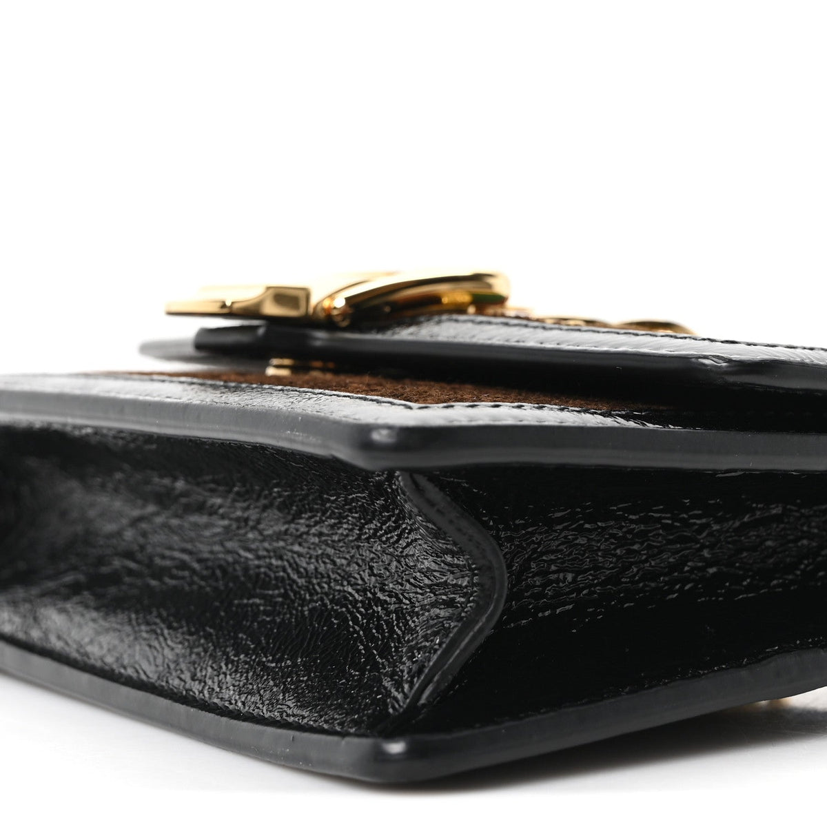 Velvet GG Monogram Web Super Mini Sylvie Chain Shoulder Bag Brown Black Oro Vecchio