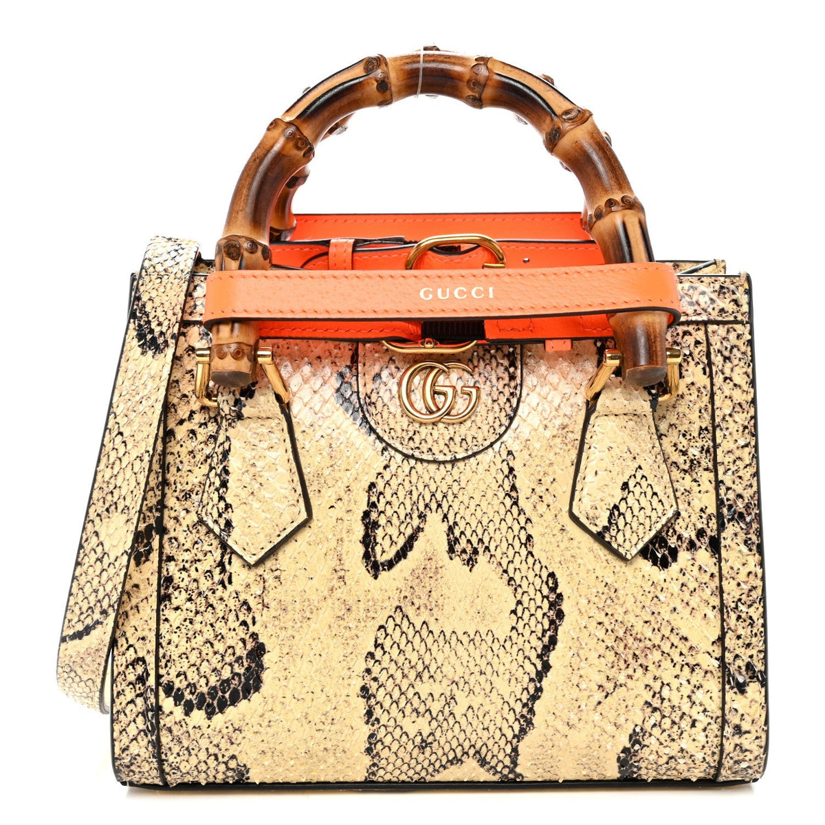 Snakeskin Mini Diana Tote Bag Beige