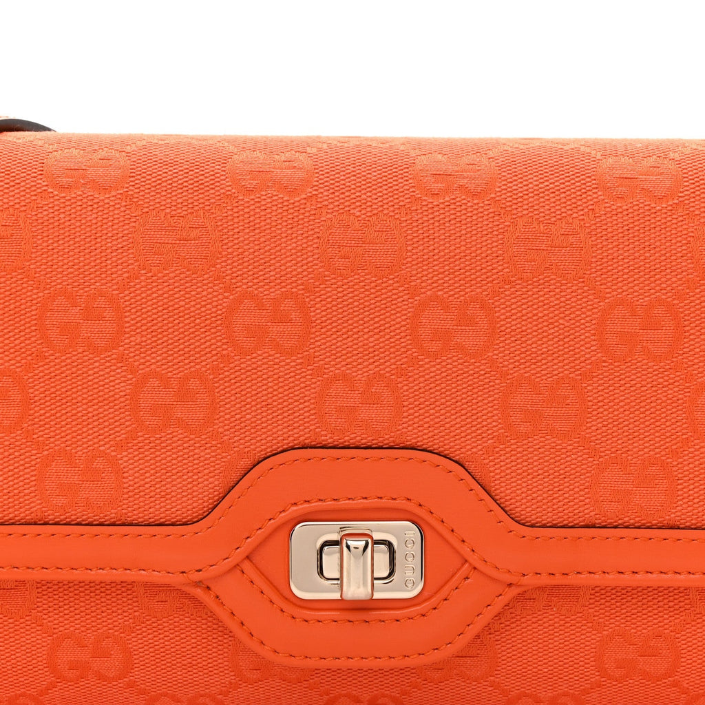 GG Monogram Textured Dollar Calfskin Small Luce Shoulder Bag Orange