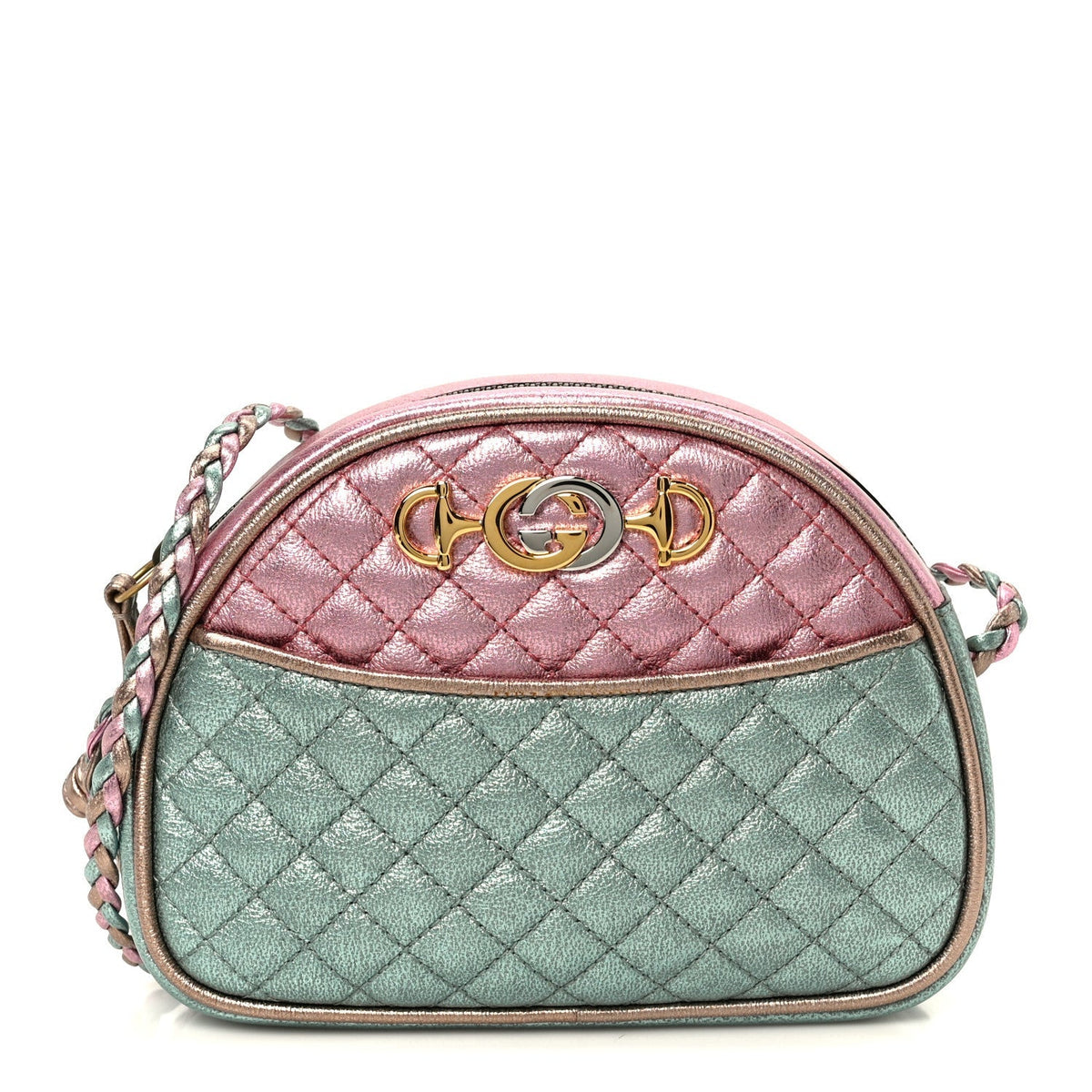 Laminated Nappa Trapuntata Mini Zumi Dome Shoulder Bag Rosa Lago Rame