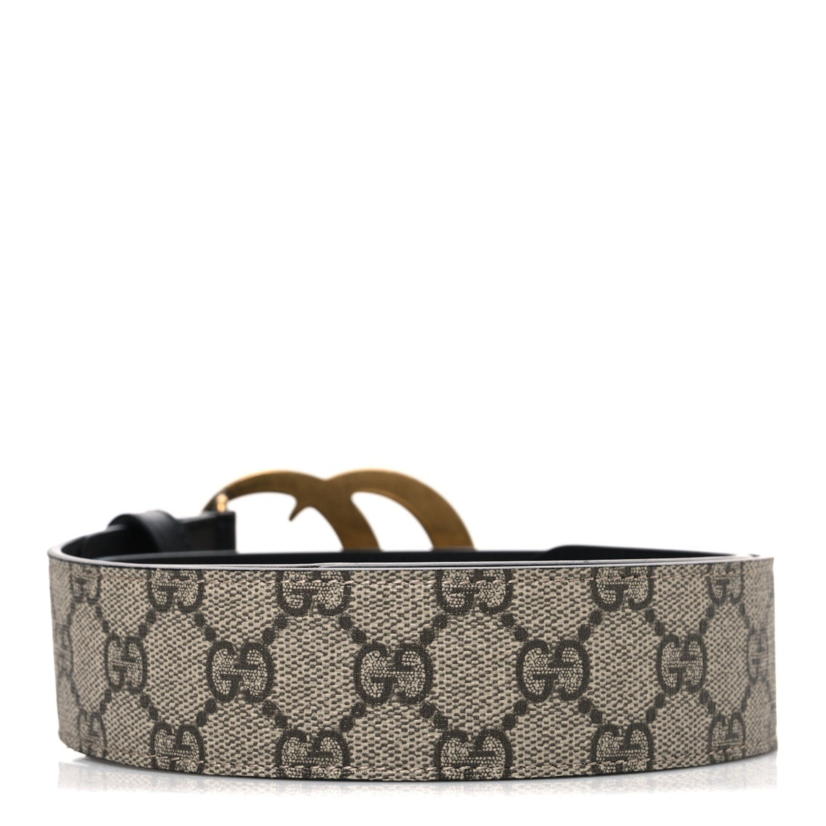 GG Supreme Monogram Matte Plutone Calfskin Double G 40mm Belt 75 30 Beige Ebony Black