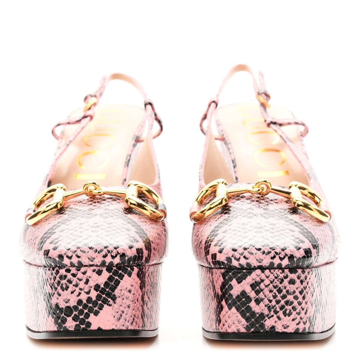 Calfskin Python Print Horsebit Platform 35/120mm Slingback Pumps 41 Wild Rose
