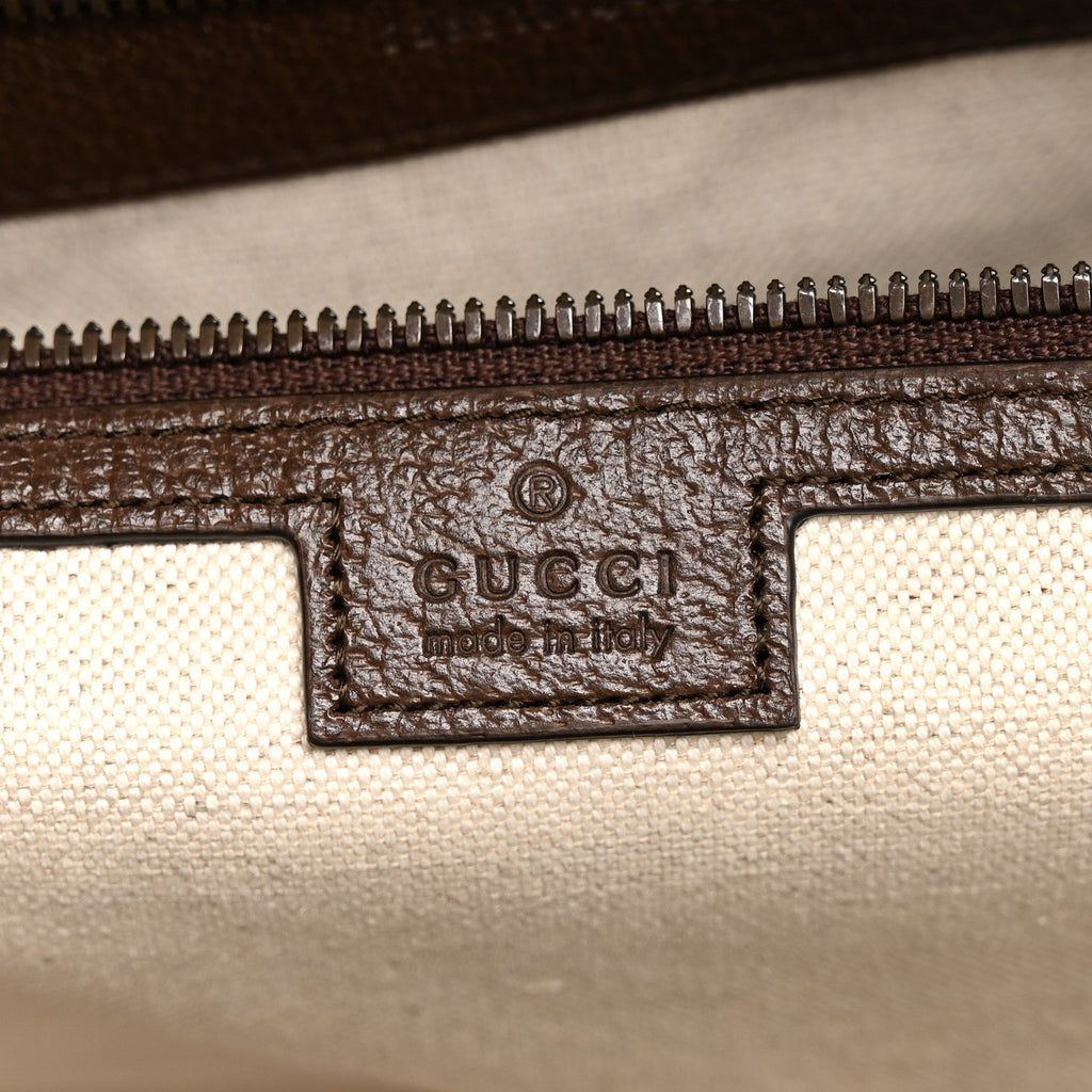 GG Supreme Monogram Textured Dollar Calfskin Web Large Savoy Bowling Bag Beige Ebony New Acero
