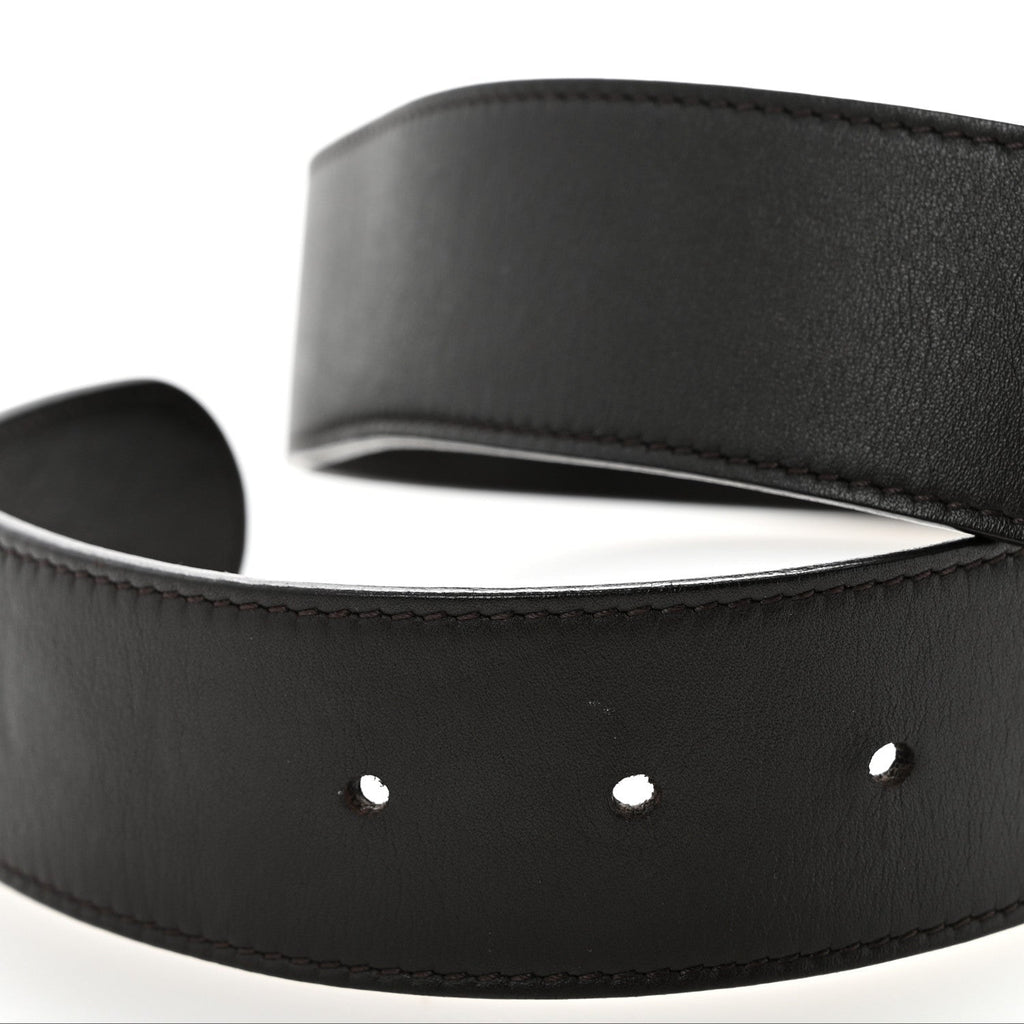Moon Calfskin Nickel Double G 40mm Belt 85 34 Dark Cocoa