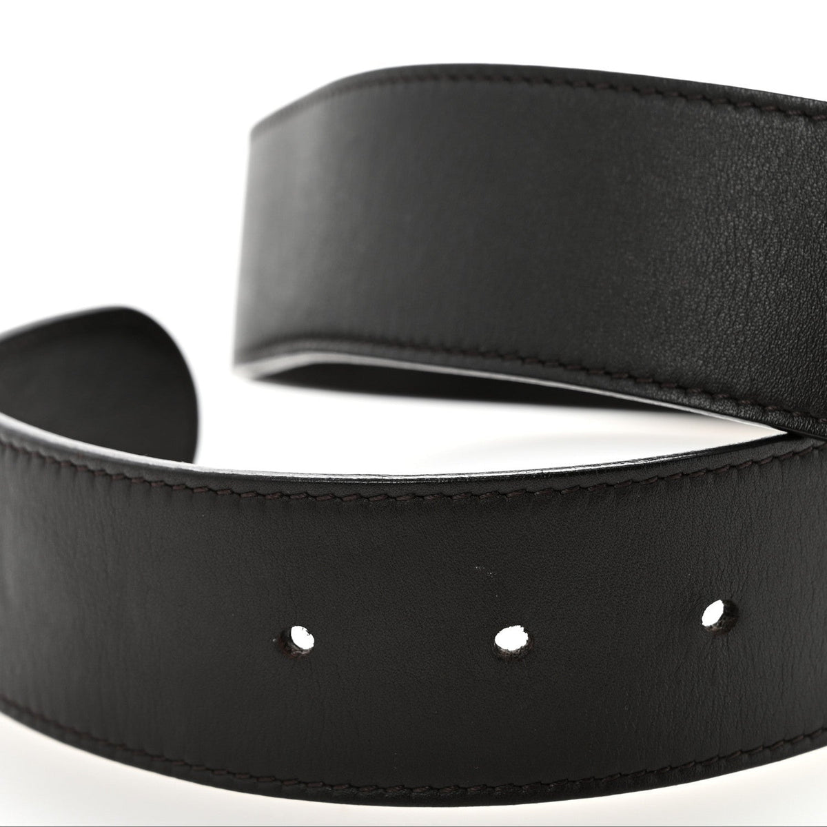 Moon Calfskin Nickel Double G 40mm Belt 85 34 Dark Cocoa