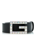 Calfskin Crystal Square G Madelyn Belt 85 34 Black