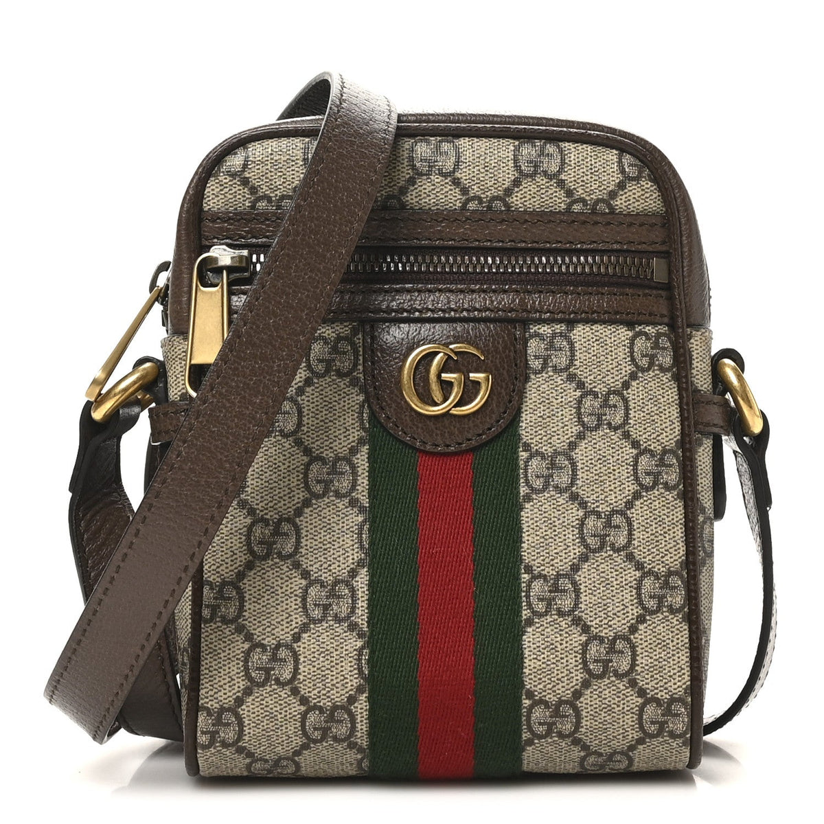 GG Supreme Monogram Web Mini Ophidia Messenger Brown