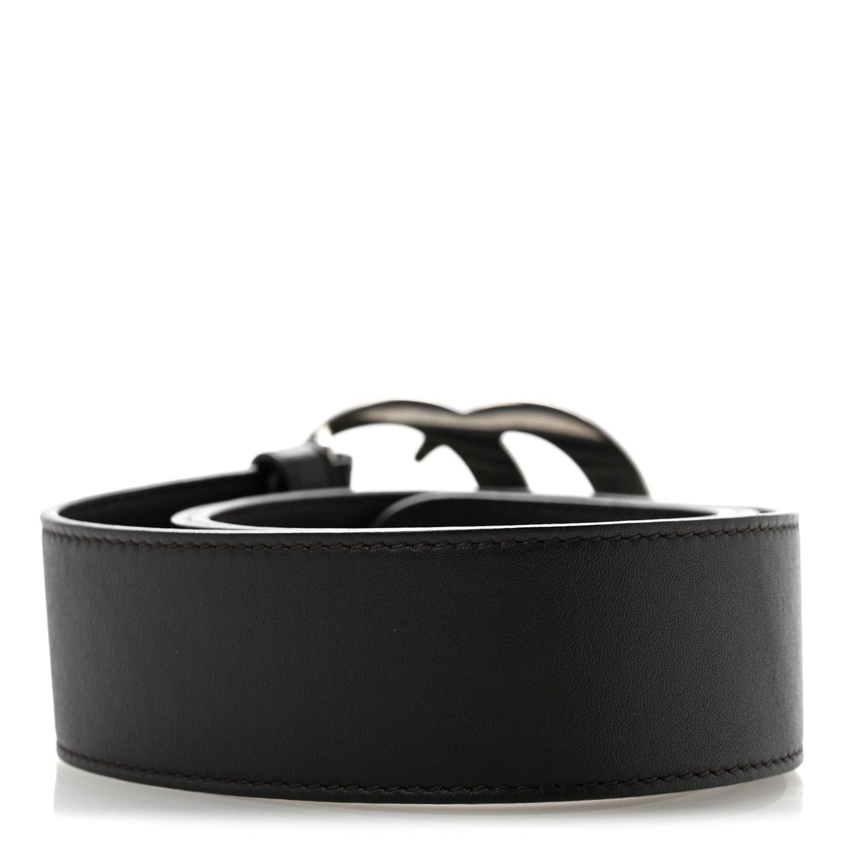 Moon Calfskin Nickel Double G 40mm Belt 85 34 Dark Cocoa