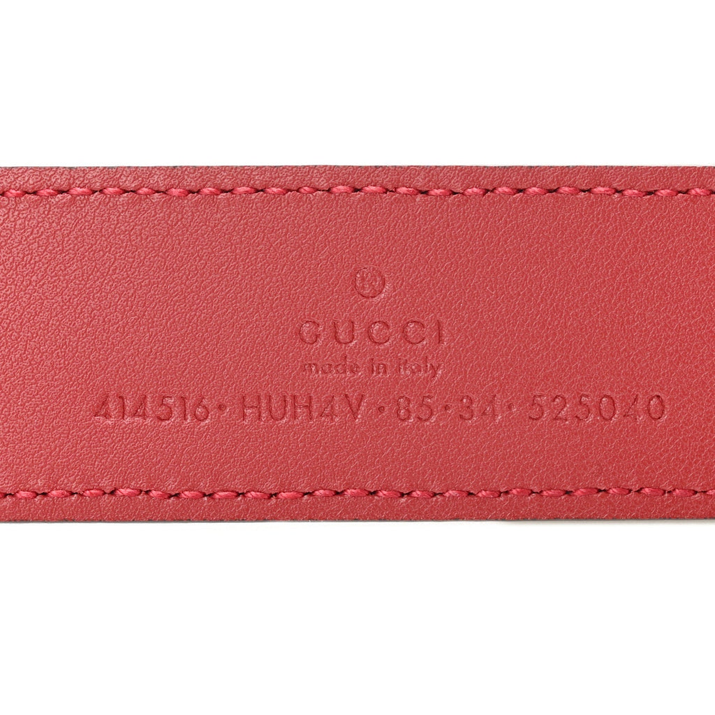 GG Supreme Enamel Double G 30mm Belt 85 34 Black New Cherry Red