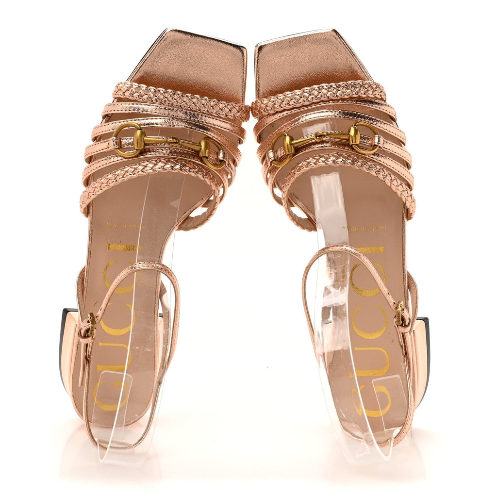 Metallic Nappa Braided Ketty Horsebit Sandals 36 Salmone