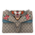 GG Supreme Monogram Angry Cat Embroidered Medium Dionysus Shoulder Bag Beige Ultramarine