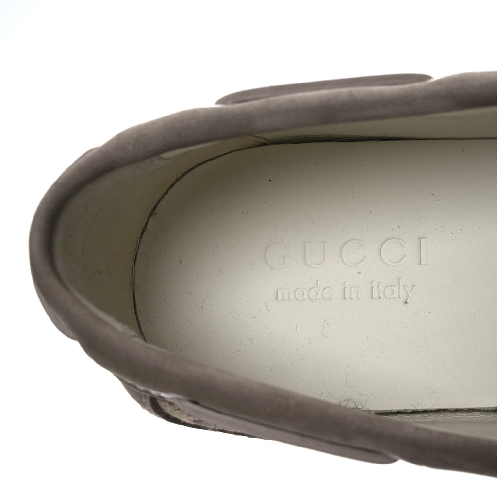 GG Supreme Monogram Canvas Nubuck Mens Lace Up Boat Shoes 9.5 Oatmeal Beige Ebony