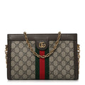 GG Supreme Monogram Web Small Ophidia Chain Shoulder Bag Brown