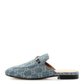 New Denim GG Malaga Kid Womens Princetown Slippers 37.5 Light Blue Royale
