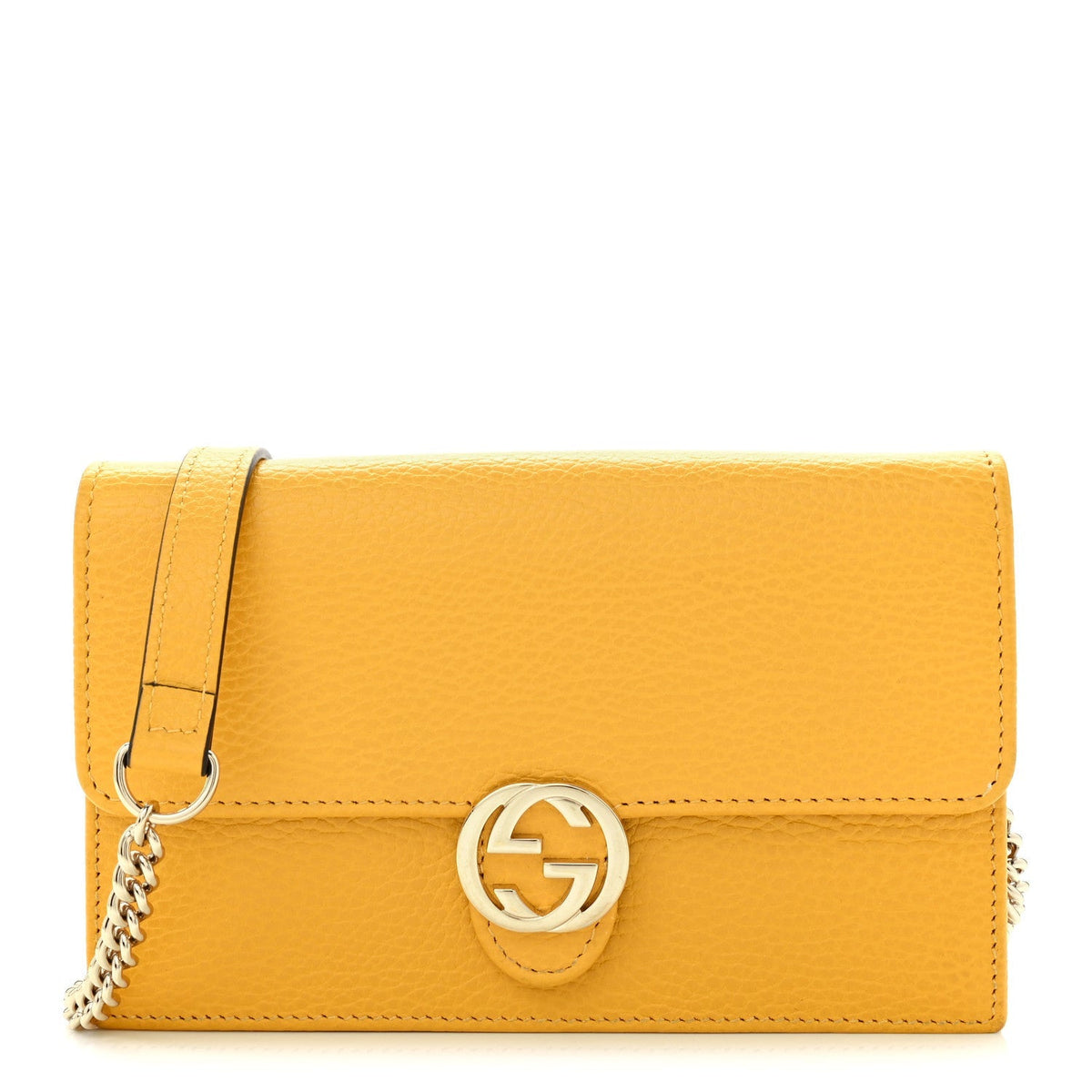 Dollar Calfskin Interlocking G Chain Wallet New Buttercup