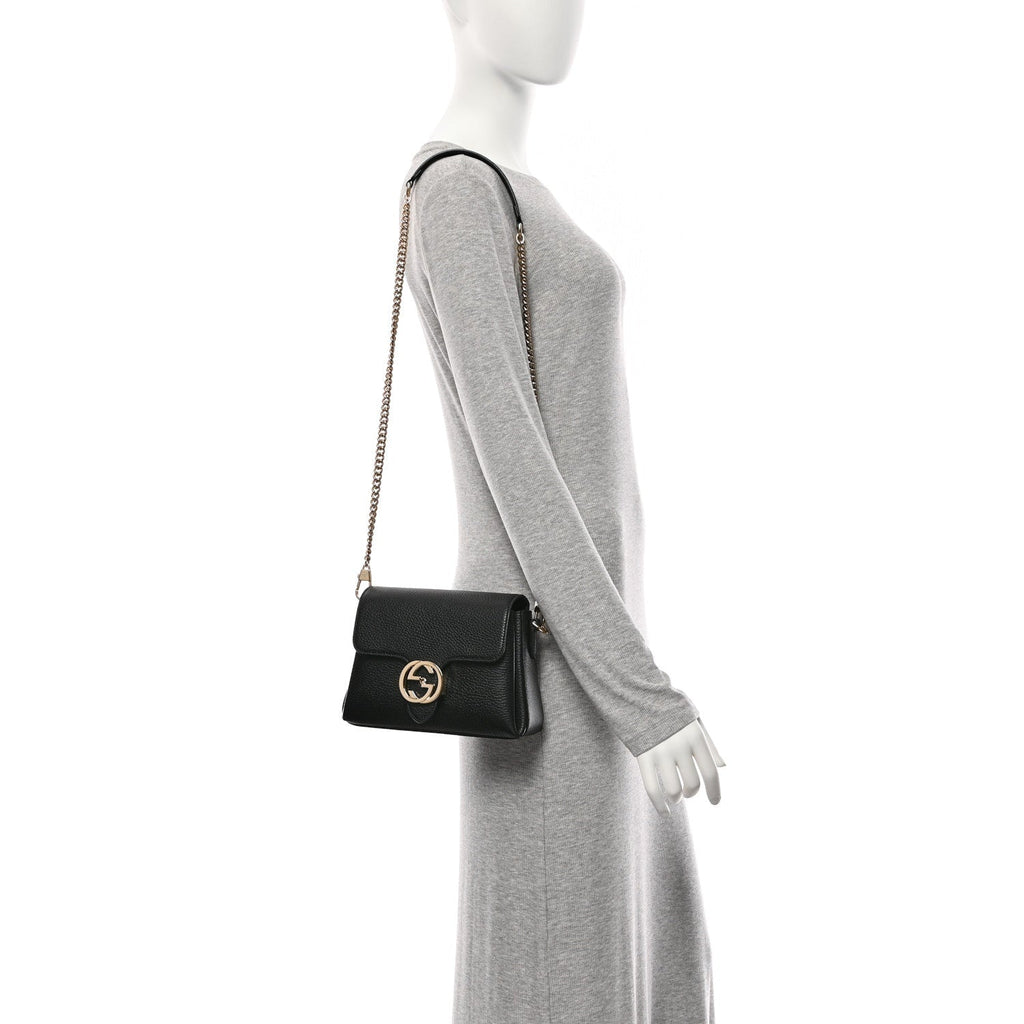 Dollar Calfskin Interlocking G Crossbody Bag Black