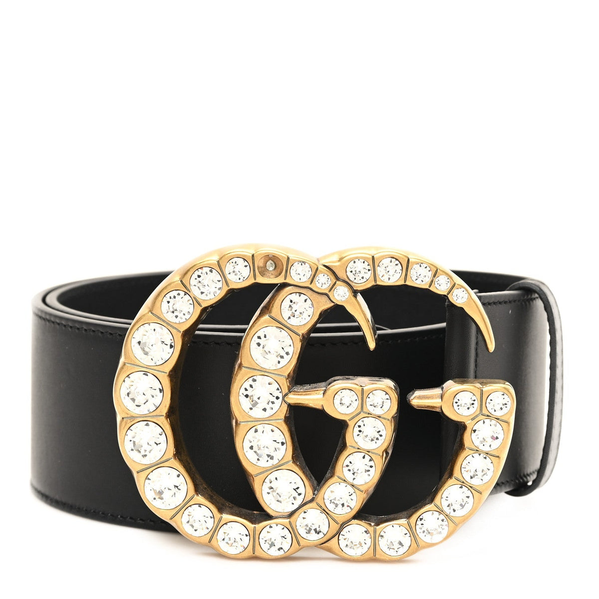 Calfskin Crystal Double G 55mm Belt 75 30 Black