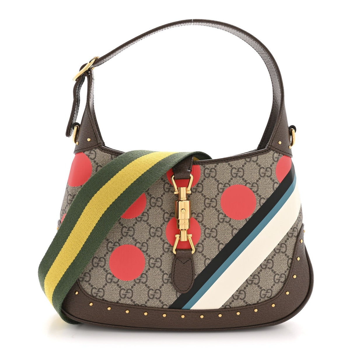 GG Supreme Monogram Web Geometric Small Jackie 1961 Beige Multicolor Brown Sugar