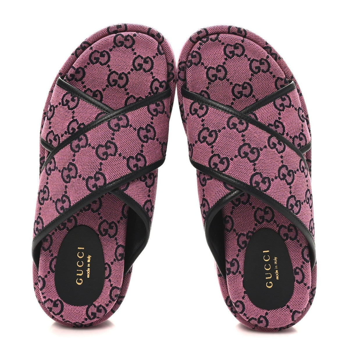 Monogram Multicolor Criss Cross Platform Slide Sandals 36.5 Pink Blue