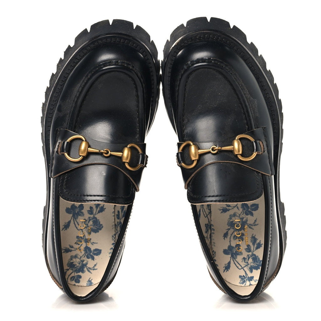 Cordovan Lux Womens Harald Horsebit 25mm Platform Loafers 35 Black