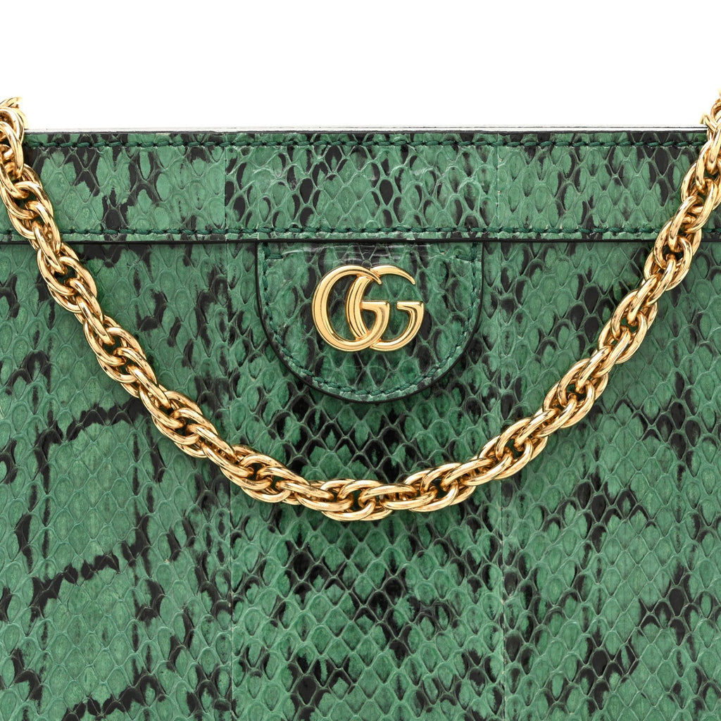 Snakeskin GG Small Ophidia Chain Shoulder Bag Green