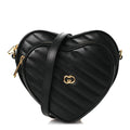Calfskin Matelasse DDiagonal Mini Interlocking G Heart Shoulder Bag Black