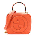 Sakai Be Green Calfskin Diagonal Stitched Blondie Top Handle Bag Orange