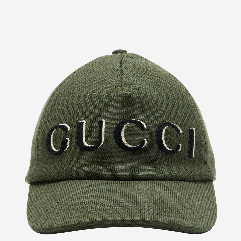 Gucci 817507 Wool Logo-Embroidered Baseball Cap — Green