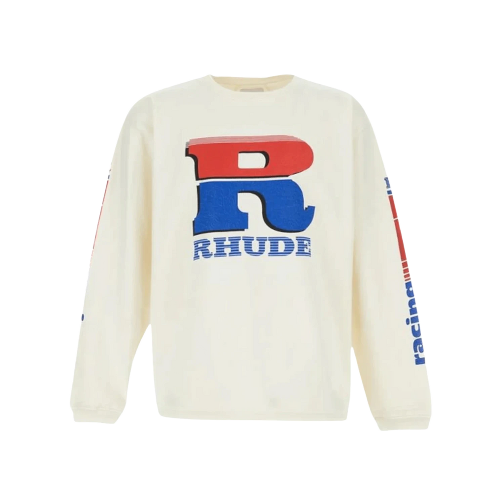 Rhude Split Petrol Logo Mesh L/S Tee Vintage White/Red