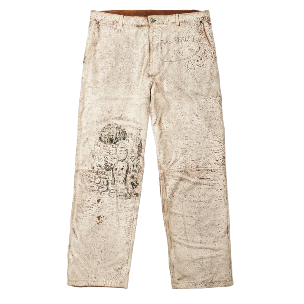 Paly Hollywood The Realm Painted Suede Pant Cream